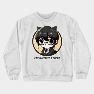 Cats & Coffee & Books Crewneck Sweatshirt